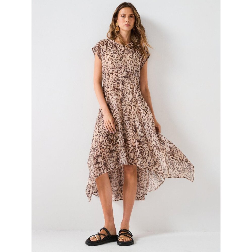 AllSaints Arwen animal print High Low Dress Size US 6